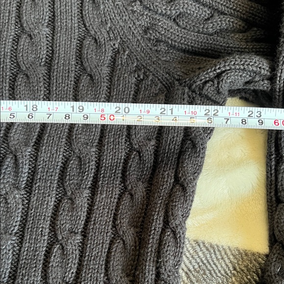 L.L. Bean Black V-Neck Cable Knit Sweater with 3/4 Sleeves size XL - Picture 9 of 14